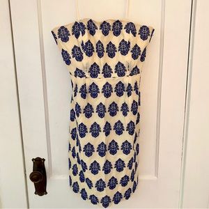 J. Crew size 6 strapless dress with embroidery